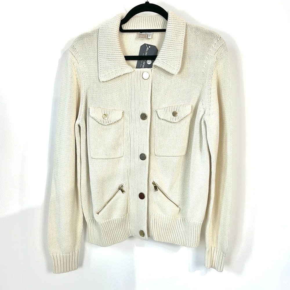 Worth Pearl Snap-Front Collared Cardigan